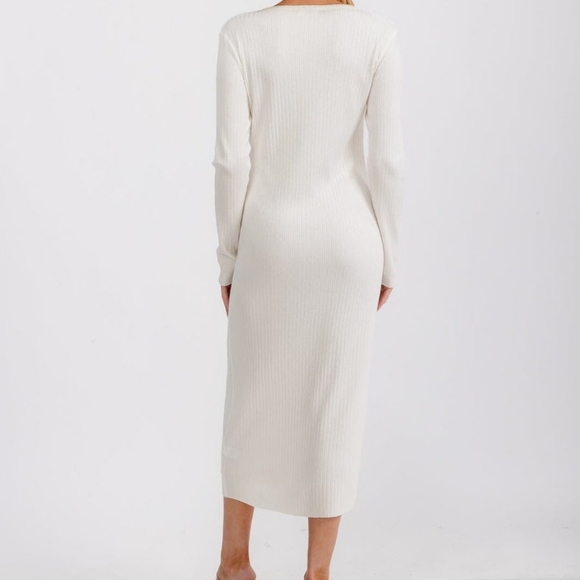 LONG SLEEVE BUTTON UP WHITE CARDIGAN - Picture 2 of 3